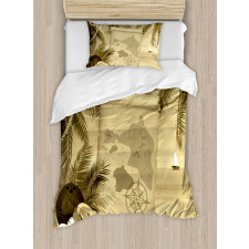 Sepia View of Island Duvet Cover Set