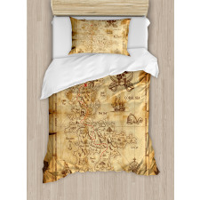 Old Paper Treasure Map Duvet Cover Set