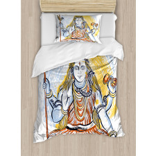 Grungy Style Meditation Duvet Cover Set