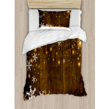 Wood and Snowflakes Duvet Cover Set