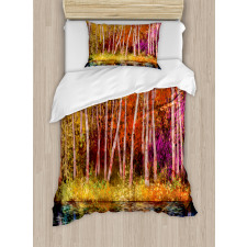 Autumn Trees by Lake Duvet Cover Set