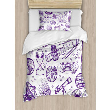 Sketch Alien Planet Art Duvet Cover Set