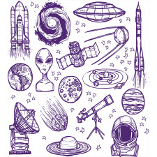 Sketch Alien Planet Art Duvet Cover Set