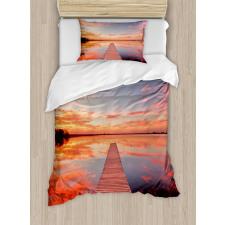 Pathway Sunset at Ocean Duvet Cover Set