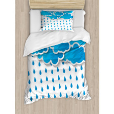 Puffy Clouds Rainy Day Duvet Cover Set