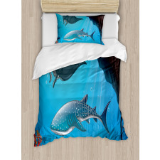 Swimming Shark Ocean Duvet Cover Set