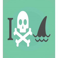 Skull Shark Marine Words Duvet Cover Set
