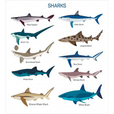 Cartoon Shark Types Wild Duvet Cover Set