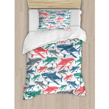 Colorful Shark Patterns Duvet Cover Set