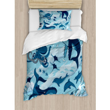 Dolphins Octopus Starfish Duvet Cover Set