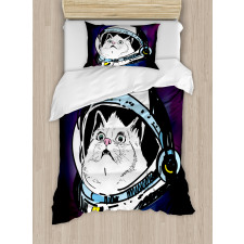 Kitten Astronaut Cosmic Duvet Cover Set