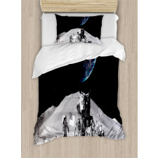 Moon Outer Space Duvet Cover Set