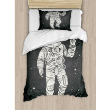 Cartoon Astronaut Space Duvet Cover Set