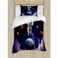 Planets Astronaut Space Duvet Cover Set
