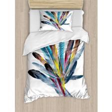 Colorful Feathers Old Pen Duvet Cover Set