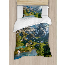 Snowy Mountain Lake Duvet Cover Set