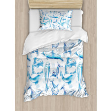 Sketch of Dolphins Duvet Cover Set