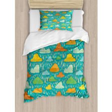 Puffy Clouds Funk Art Duvet Cover Set