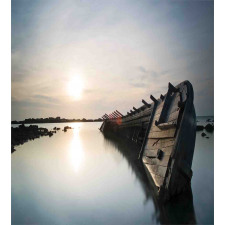 Sinking Boat Sunset Duvet Cover Set