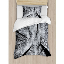 Dark Winter Forest Tree Duvet Cover Set