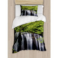 Rock Tree in Waterfall Duvet Cover Set