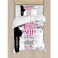 Paris Girl Words Duvet Cover Set