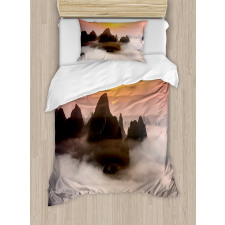 Mist Clouds Mountain Duvet Cover Set