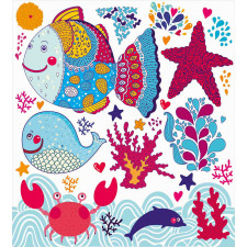 Cartoon Marine Ocean Life Duvet Cover Set