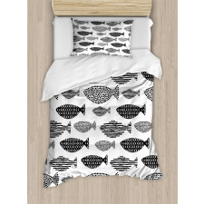 Sea Animals Black White Duvet Cover Set