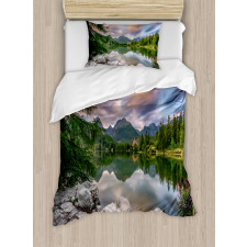 Lake by Forest Mountain Duvet Cover Set