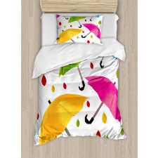 Colorful Umbrellas Leaf Duvet Cover Set