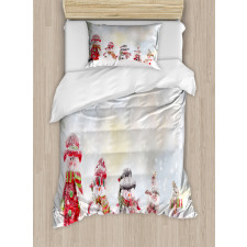 Little Snowmen in Snow Duvet Cover Set