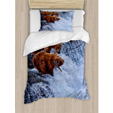 Wild Bear Fish Nature Duvet Cover Set