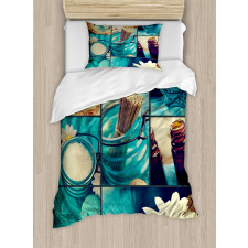 White Daisies Collage Duvet Cover Set