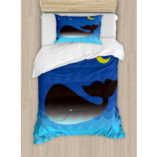 Whale in Ocean and Star Duvet Cover Set