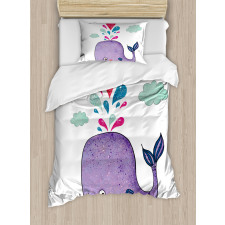 Smiley Whale with Cloud Duvet Cover Set