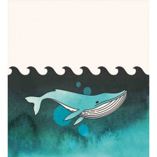 Whale near Palm Island Duvet Cover Set