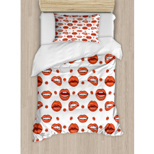 Woman Lips with Gestures Duvet Cover Set