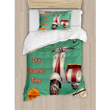 Retro Motorbike Words Duvet Cover Set