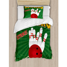 Bowling Strike Green Duvet Cover Set