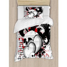 Skull Eagle Love Hearts Duvet Cover Set