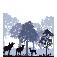 Grey Wild Forest Animals Duvet Cover Set