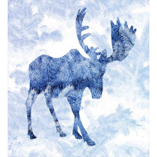 Blue Winter Antlers Tree Duvet Cover Set