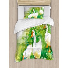 Goose Farm Lake Plants Duvet Cover Set