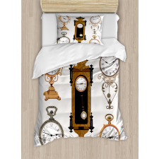 Antique Clocks Pattern Duvet Cover Set