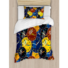 Clock Faces Pattern Duvet Cover Set