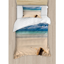Sandy Beach and Clouds Duvet Cover Set