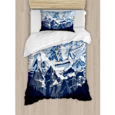 Mountain with Snow View Duvet Cover Set