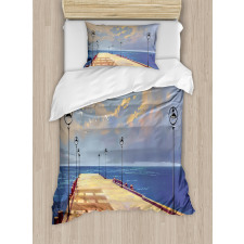 Bridge Pier Sea Harbor Duvet Cover Set