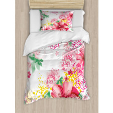 Flowers and Dots Duvet Cover Set